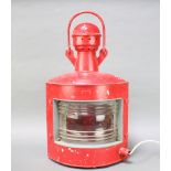 A ship's port masthead lantern 65cm h x 27cm w x 28cm d, converted to electricity