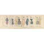 1920's fashion plate, print, "Robes Por L'ete' 1920 Gazette de Bonton no.4" 23 x 69cm The image is
