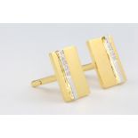 A pair of 18ct yellow gold rectangular diamond set cufflinks, 13.7 grams