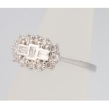 An 18ct white gold Edwardian style diamond ring, 0.5ct, size O