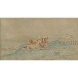 H Alken, watercolour signed, study of fox hounds 20cm x 36cm This picture is faded