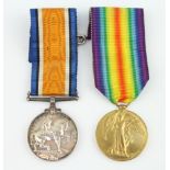 A pair of World War One medals comprising British War medal and Victory medal to 4193 Pte. W D Hoe