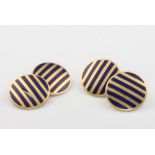 A pair of 18ct yellow gold enamelled cufflinks 7.9 gramsThe enamel is scratched