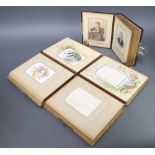 Three Victorian leather bound photograph albums, 1 with damaged spine