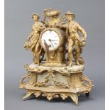 A 19th Century French 8 day mantel timepiece, the painted dial with Roman numerals contained in a