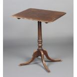 A 19th Century rectangular mahogany snap top wine table, raised on a pillar and tripod base 73cm h x