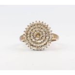 A 9ct yellow gold diamond cluster ring, size P, 4.8 grams