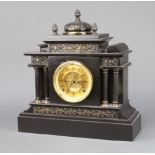 Ansonia Clock Company, an American 8 day striking mantel clock with gilt dial, visible escapement,