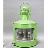 A ship's starboard masthead lantern 60cm h x 27cm w x 27cm, converted to electricity