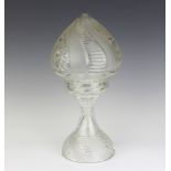 A 1930's cut glass mushroom shaped table lamp with detachable shade, raised on a spreading foot 36cm