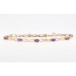 A 9ct yellow gold amethyst bracelet, 4.2 grams