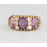 A 9ct yellow gold amethyst ring size N, 6 grams