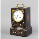 Vargues Paris, a French striking mantel clock with enamelled dial contained in a rosewood case
