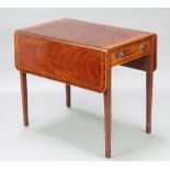 A Georgian inlaid mahogany Pembroke table, fitted a frieze drawer, raised on square tapered