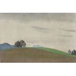 Hans Frank '22, stylish coloured proof print, landscape study, 20cm x 30cm