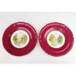 W E Deam, two Royal Crown Derby porcelain plates - Lion Rock in Dovedale 25cm