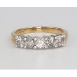 A 10ct yellow gold 5 stone diamond ring approx. 1ct, size K