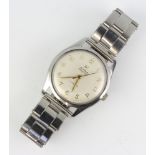 A gentleman's steel cased Cyma Navy Star steel cased wristwatch and bracelet boxed The watch is