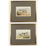 Henry Alken 1824, coloured etchings "Hound and Fox" and "Fox Hounds" 15cm x 22cm