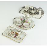 A miniature Continental porcelain crested china 6 piece miniature coffee service decorated The