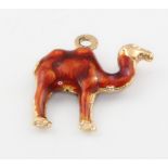 A 14ct yellow gold and enamel camel charm 1.7 gramsThe enamel is bruised