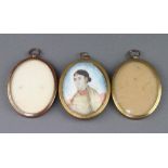 A 19th Century Indian oval portrait miniature on ivory of a lady 7cm, contained in a gilt frame, 2