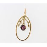 A 9ct yellow gold amethyst pendant 1.9 grams