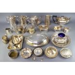 A silver plated 3 piece tea set and minor plated wares