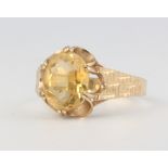 A 9ct yellow gold citrine ring, 2.5 grams, size N