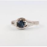 An 18ct yellow gold sapphire and diamond ring, 3.8 grams size J 1/2