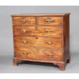 A Georgian mahogany chest of 2 short and 3 long drawers with brass escutcheons and swan neck drop