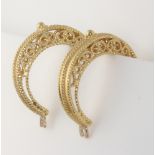 A pair of 18ct yellow gold filigree earrings 4 grams