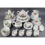 A quantity of Portmeirion tableware comprising coffee pot, tea pot (chip to spout and handle f), 6