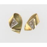 A pair of 9ct yellow gold diamond ear clips 1.8 grams