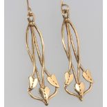 A pair of 9ct yellow gold Art Nouveau style drop earrings 3.4 grams