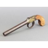 A 19th Century percussion pocket pistol, the 12.5cm barrel marked L-Y445The lock is damaged and