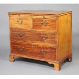 A Georgian mahogany cross banded chest with brushing slide, 2 short and 2 long drawers, raised on