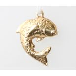 A 9ct yellow gold fish charm 1.3 grams