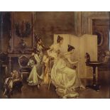 A christoleum "Vittorio Reggianini" interior scene 20cm x 25cm