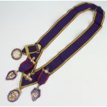 A silver and enamelled Ancient Order of Oddfellows collar jewel together with 2 silver and enamelled