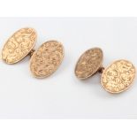 A pair of 9ct yellow gold engraved cufflinks 5.1 grams