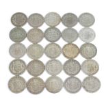 25 various George V half crowns, 344 grams