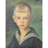Early 20th Century oil on canvas unsigned, study of a boy wearing a sailor suit 40cm x 32cm