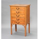 An Edwardian bleached mahogany music chest of 5 drawers with swan neck drop handles 87cm h x 51cm