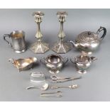 A silver plated 3 piece tea set and minor plated wares