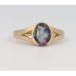 A 9ct yellow gold gem set ring, size N 1/2, 3.7 grams