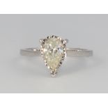 An 18ct white gold pear cut diamond ring approx. 0.97ct size N