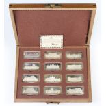 A set of 12 Birmingham Mint silver Royal Palaces ingots, 384 grams