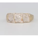 A 9ct yellow gold diamond ring 2.6 grams, size S 1/2