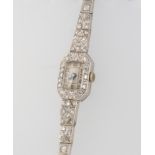 An Art Deco platinum diamond cocktail watch and bracelet The watch is not in working order
